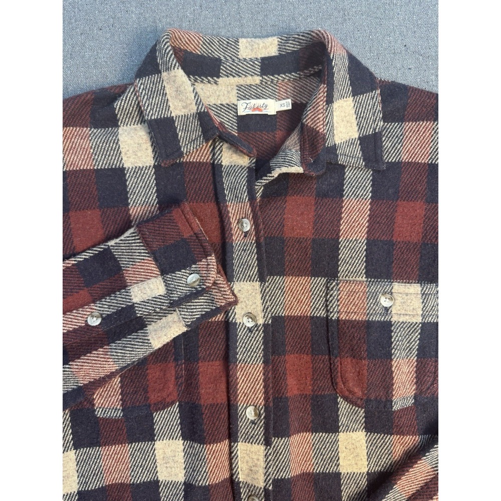 Faherty Legend Sweater Shirt Womens XS Amelia Plaid Button Up Burgundy Flannel